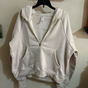 off white/cream, half zip up hoodie, medium